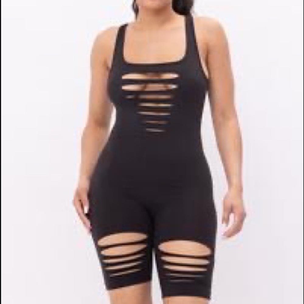 Front Laser Cut Sleeveless Romper